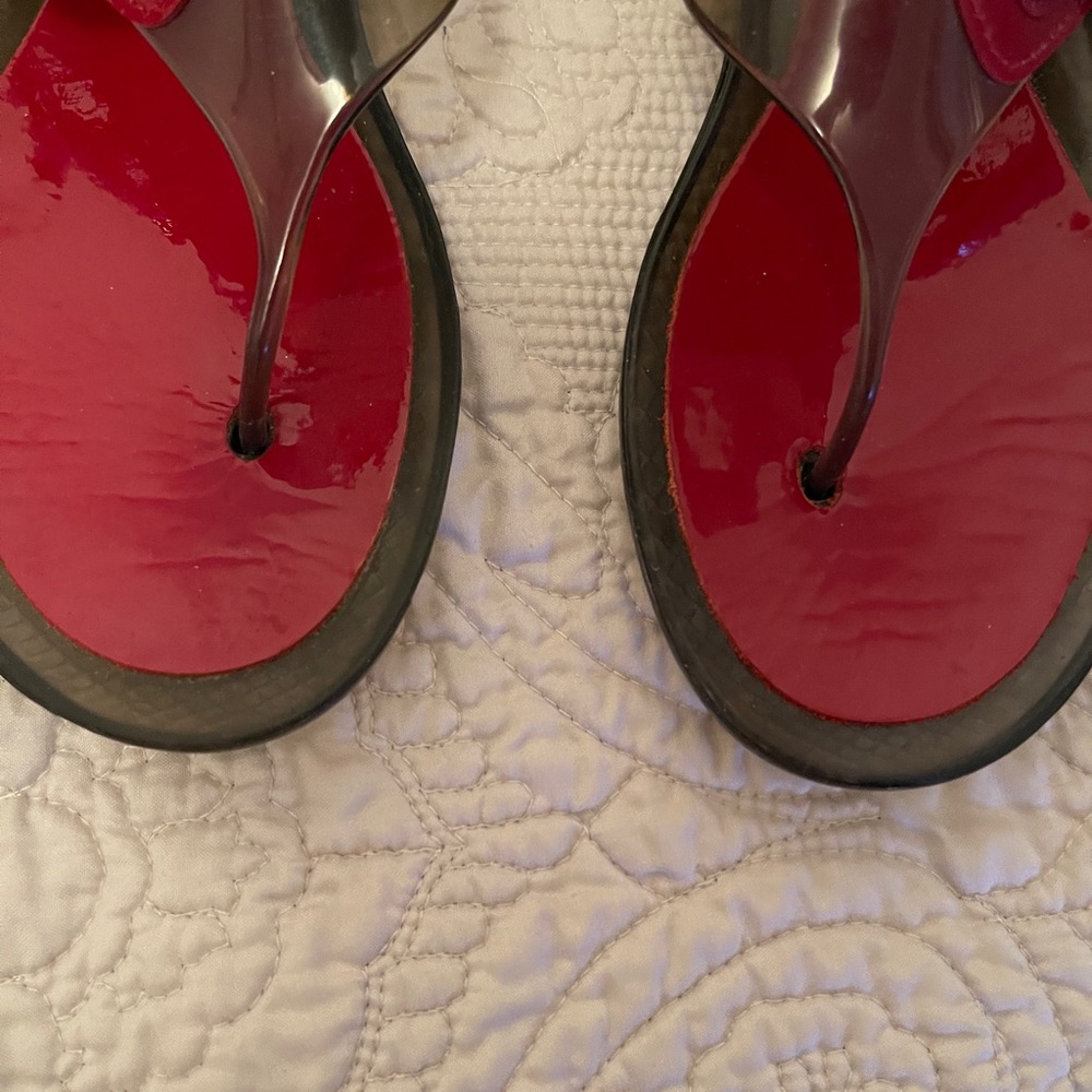Stuart Weitzman Sandals, Size 7. Red And Clear Co… - image 3
